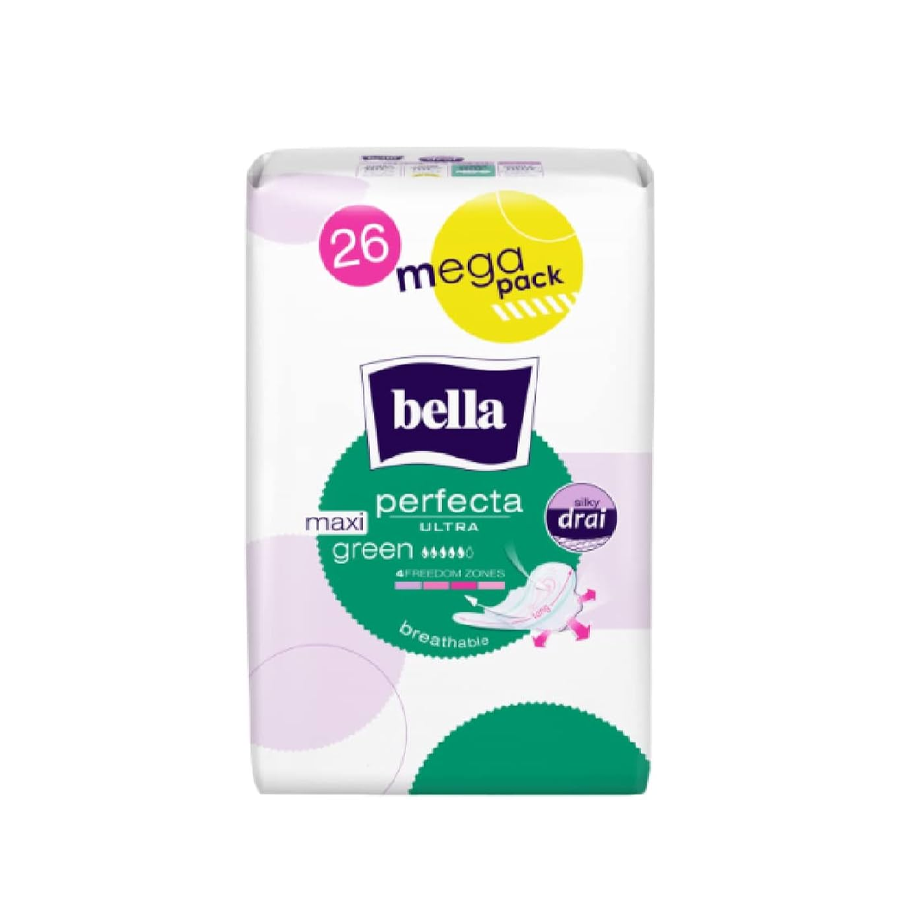 بيلا بيرفكتا الترا ماكسي اخضر سريع الامتصاص 26 فوطة