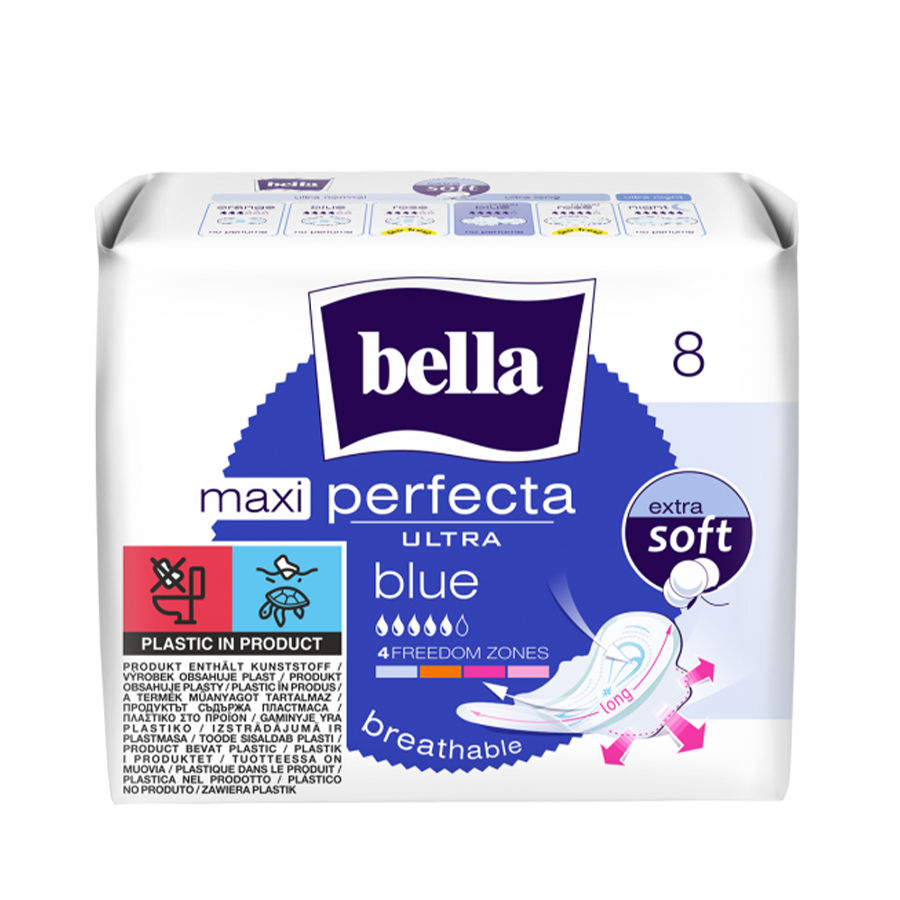 بيلا بيرفكتا الترا ماكسي ازرق حساس فائق النعومة  8 فوطة